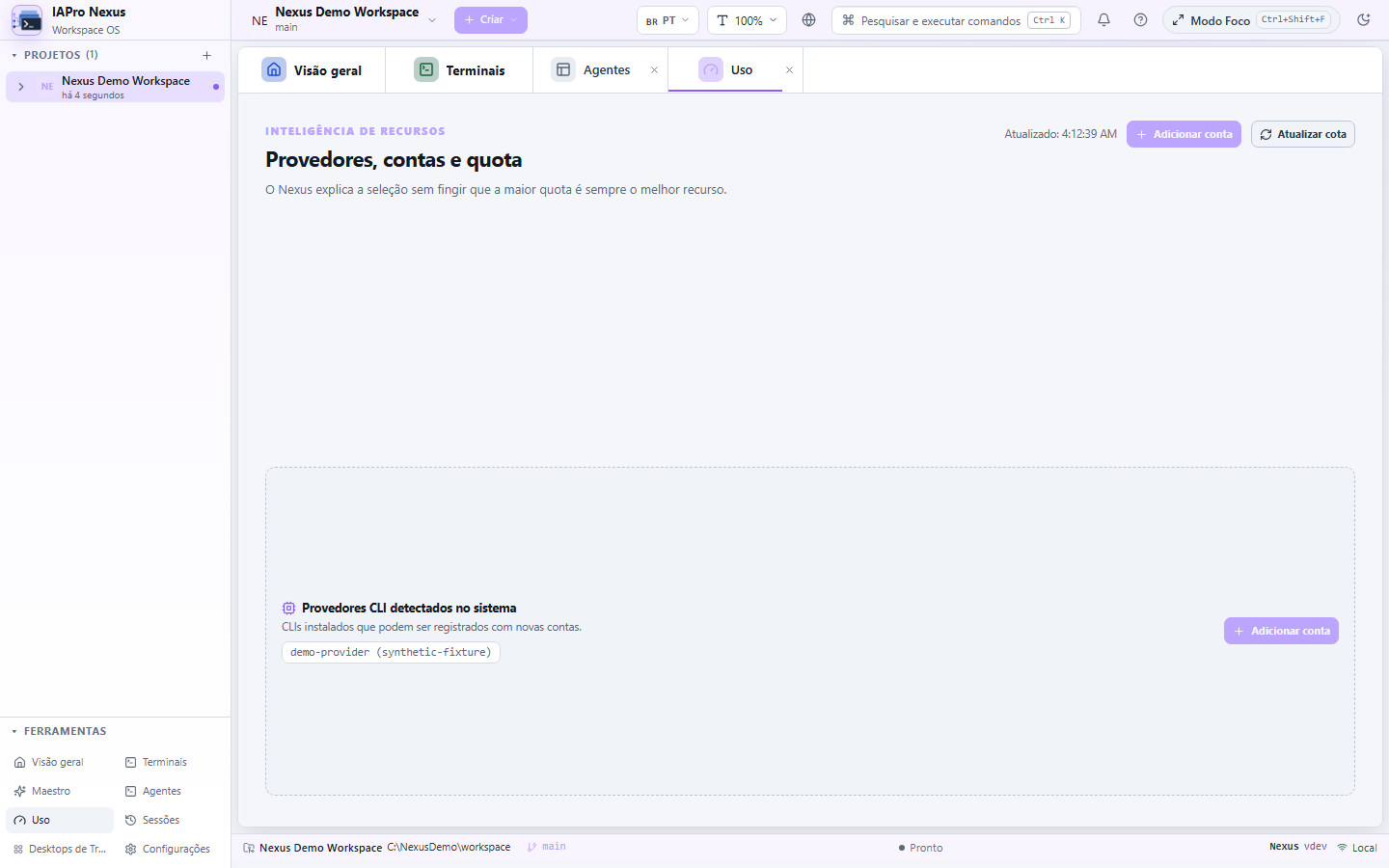 Uso e quota do Nexus